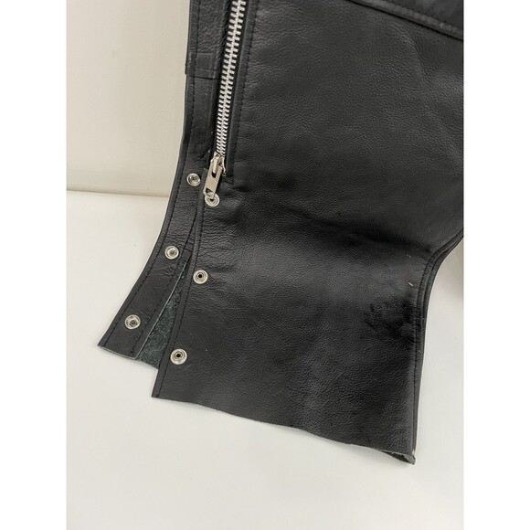 First Manufacturing Co Rally Riding Chaps FMC Black leather Biker Adj waist 2X - Picture 8 of 12